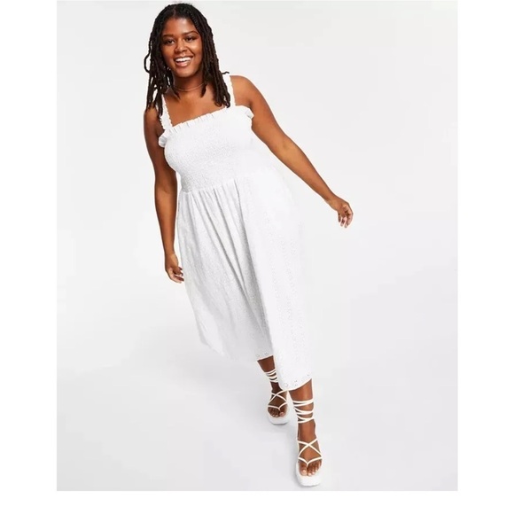 Black Label Dresses & Skirts - Black Tape White Eyelet Midi Dress, size S, New
